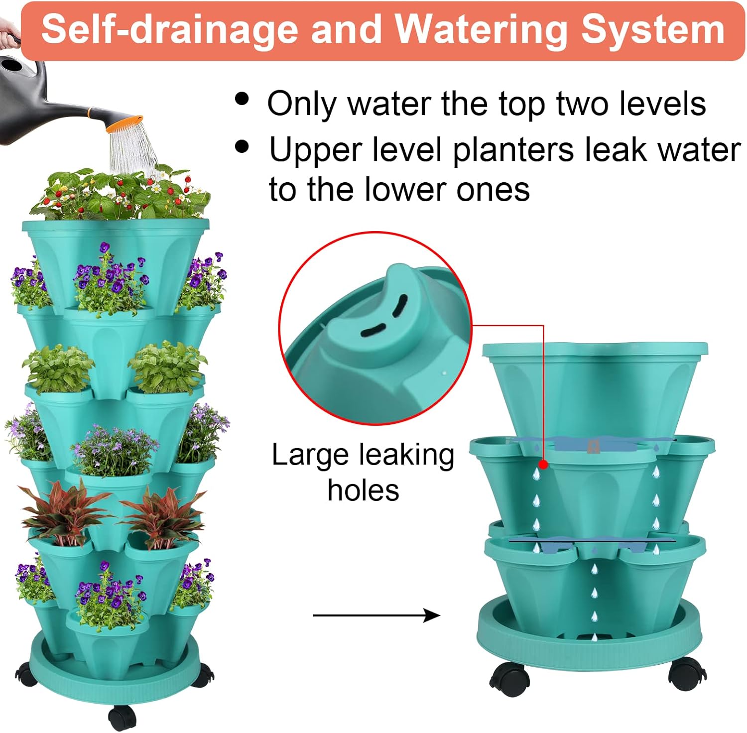 Vertical Planter 6 Tier Stackable Planters Garden Planters Strawberry Herb Flower and Vegetable