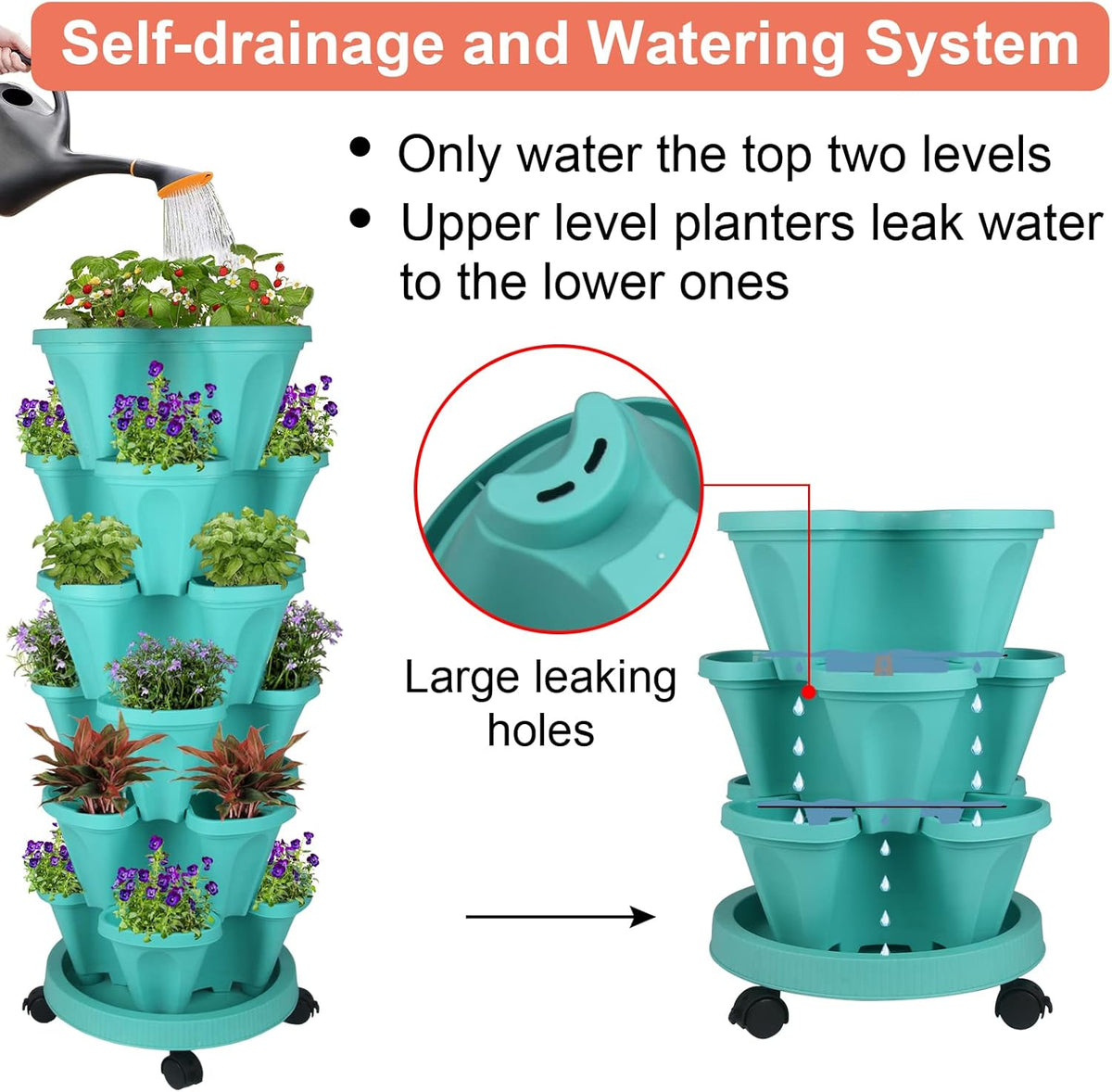 Vertical Planter 6 Tier Stackable Planters Garden Planters Strawberry Herb Flower and Vegetable