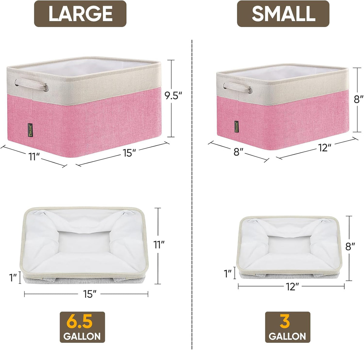BALEINE 4 Pack Fabric Storage Bins for Shelves, Linen Storage Baskets for Organizing, Decorative
