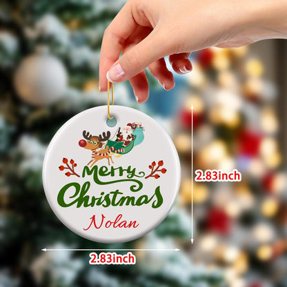 Personalized Christmas Ornaments 2025 - Custom Double-Sided Photo Ceramic Xmas Tree Hanging Decor