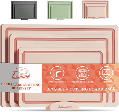 Empune Plastic Cutting Board Set, Recycled Plastic Cutting Boards for Kitchen (Set of 3)