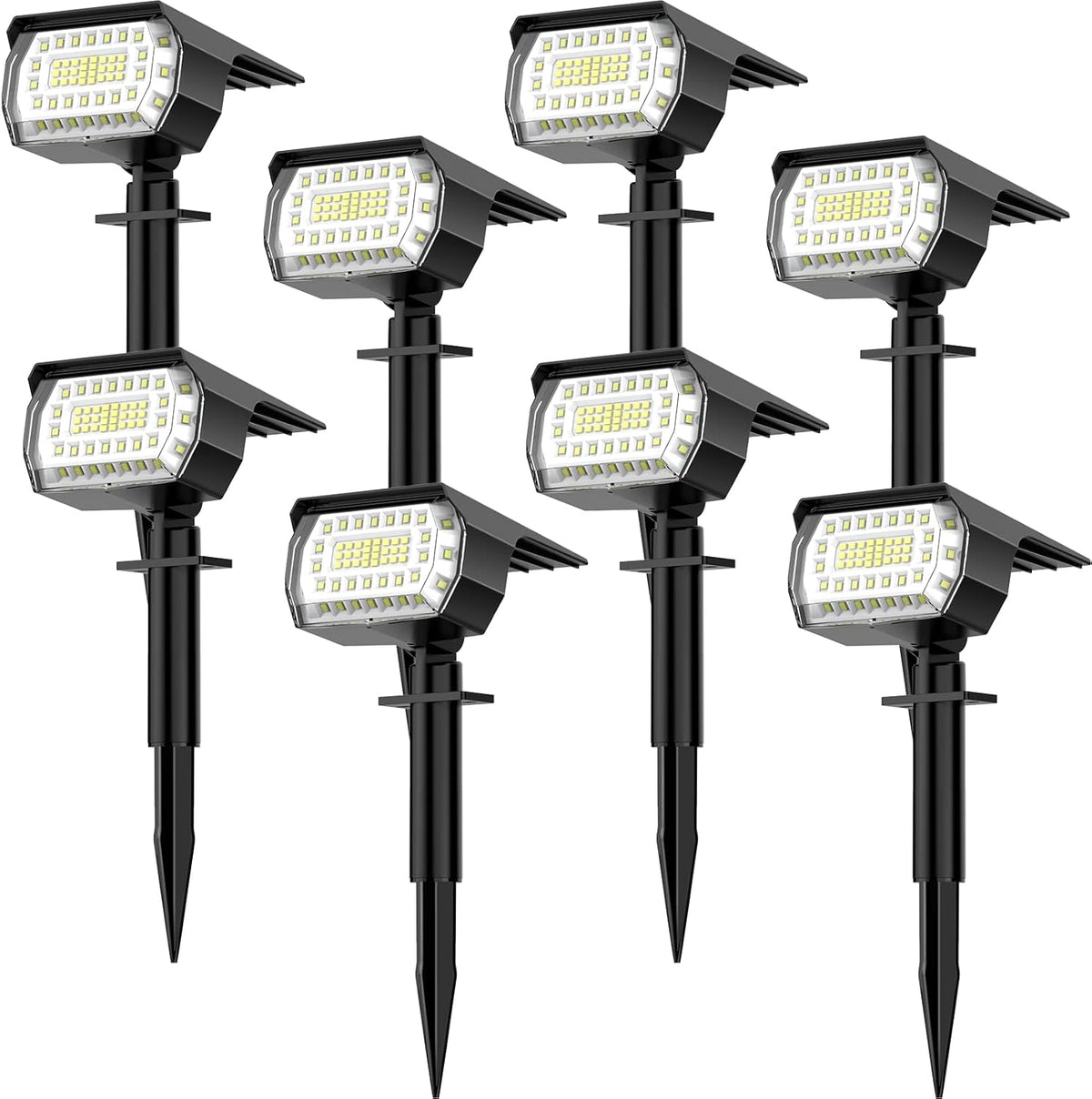 LANSOW Solar Spot Lights Outdoor, [8 Pack/57 LED] 2-in-1 Solar Landscape Spotlights, 3 Modes IP65