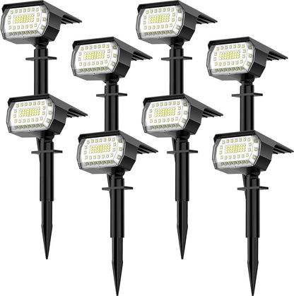 LANSOW Solar Spot Lights Outdoor, [8 Pack/57 LED] 2-in-1 Solar Landscape Spotlights, 3 Modes IP65
