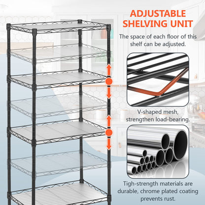 FDW 18L x 12W x 44H Wire Shelves Metal Shelf with 4 PP Sheets Storage Shelves 4 Tier Layer Storage