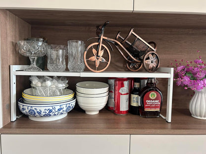 Expandable Cabinet Shelf Organizer 16-26" L Stackable Kitchen Counter Shelf Rack Stand Sink Riser