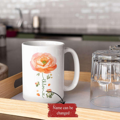 Ranunculus Lover Accent Mug, Novelty Flower Themed Coffee Cup 11oz 15oz, Customized Ranunculus