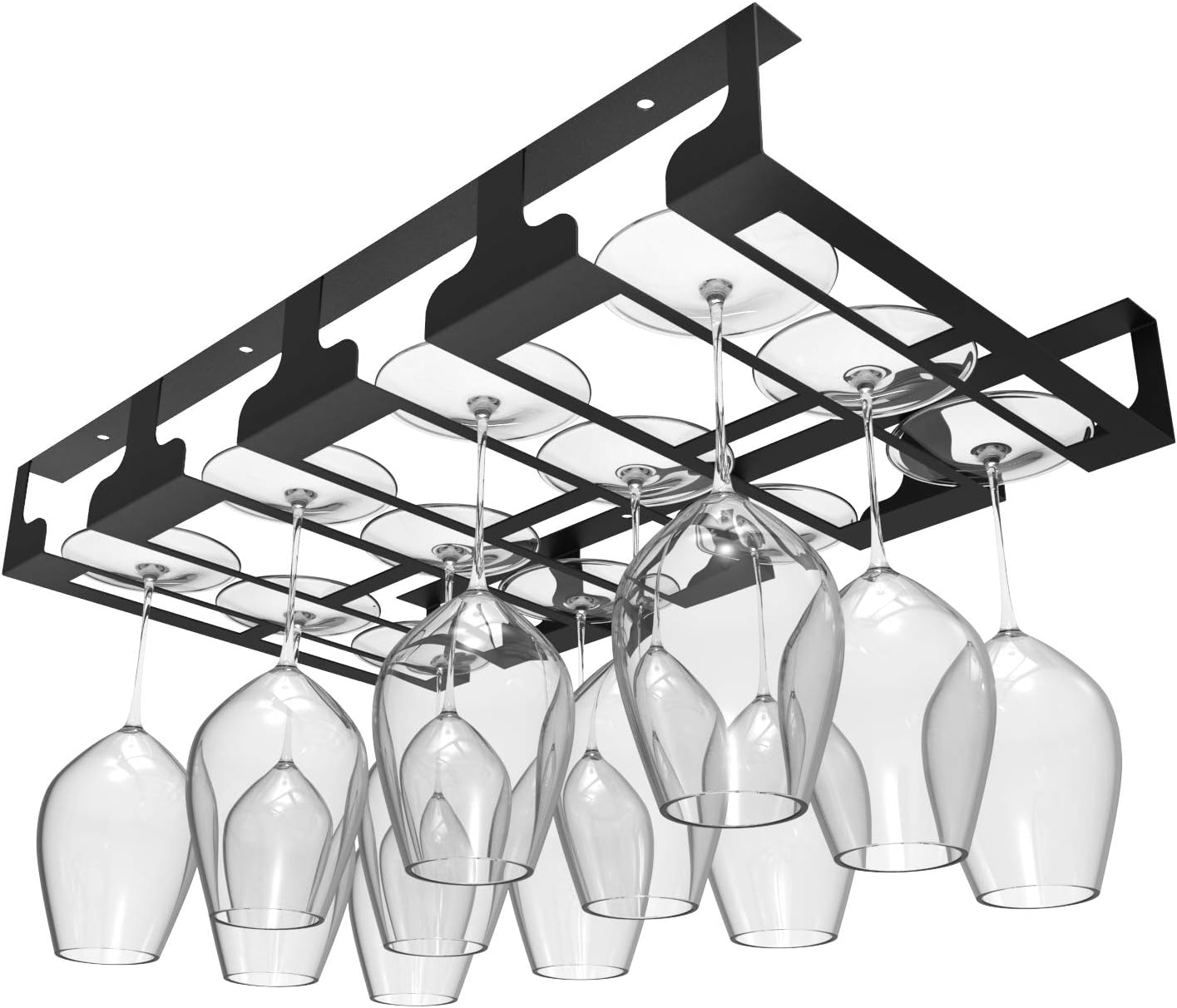 Wine Glass Rack - Under Cabinet Stemware Wine Glass Holder Glasses Storage Hanger Metal Hanging