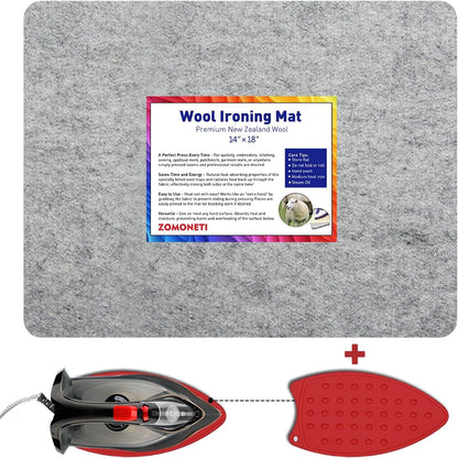ZOMONETI 18" x 14" Wool Pressing Mat 100% New Zealand Felted Wool Ironing Mat Pad Blanket for