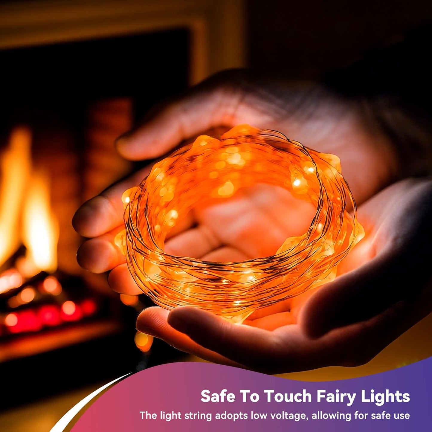 4 Pack 60LED Halloween Fairy Lights Battery Operated - 20FT Twinkle Lights with 2 Lighting Modes
