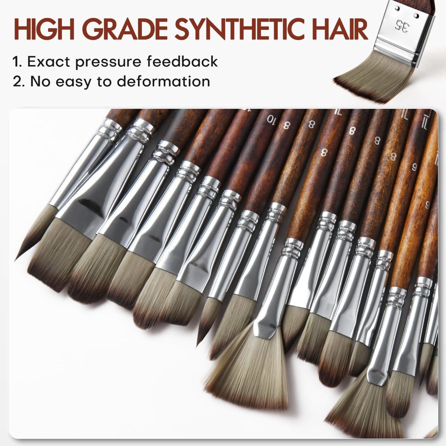 25pcs Paint Brush Set, Fuumuui Acrylic Paint Brushes, Professional Artist Series with Wide Flat