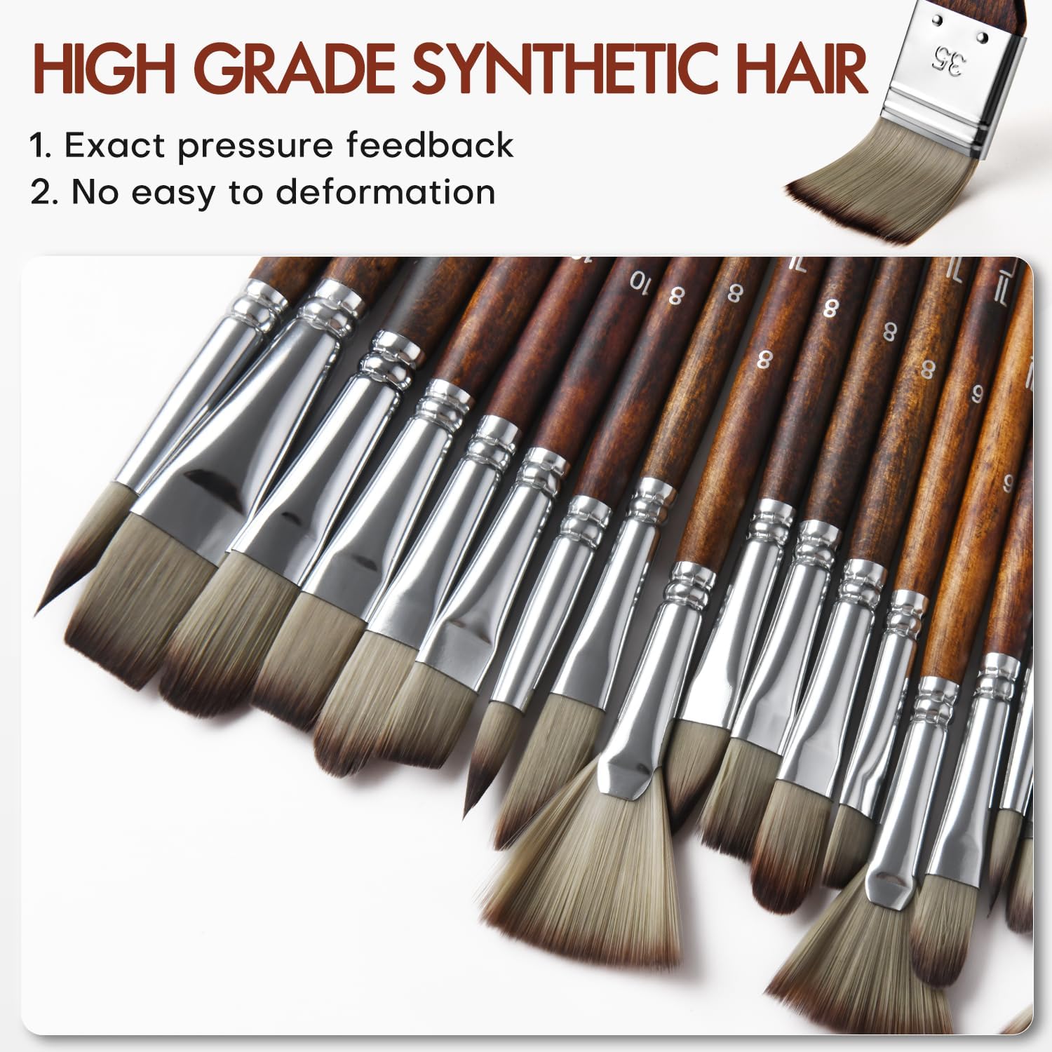 25pcs Paint Brush Set, Fuumuui Acrylic Paint Brushes, Professional Artist Series with Wide Flat