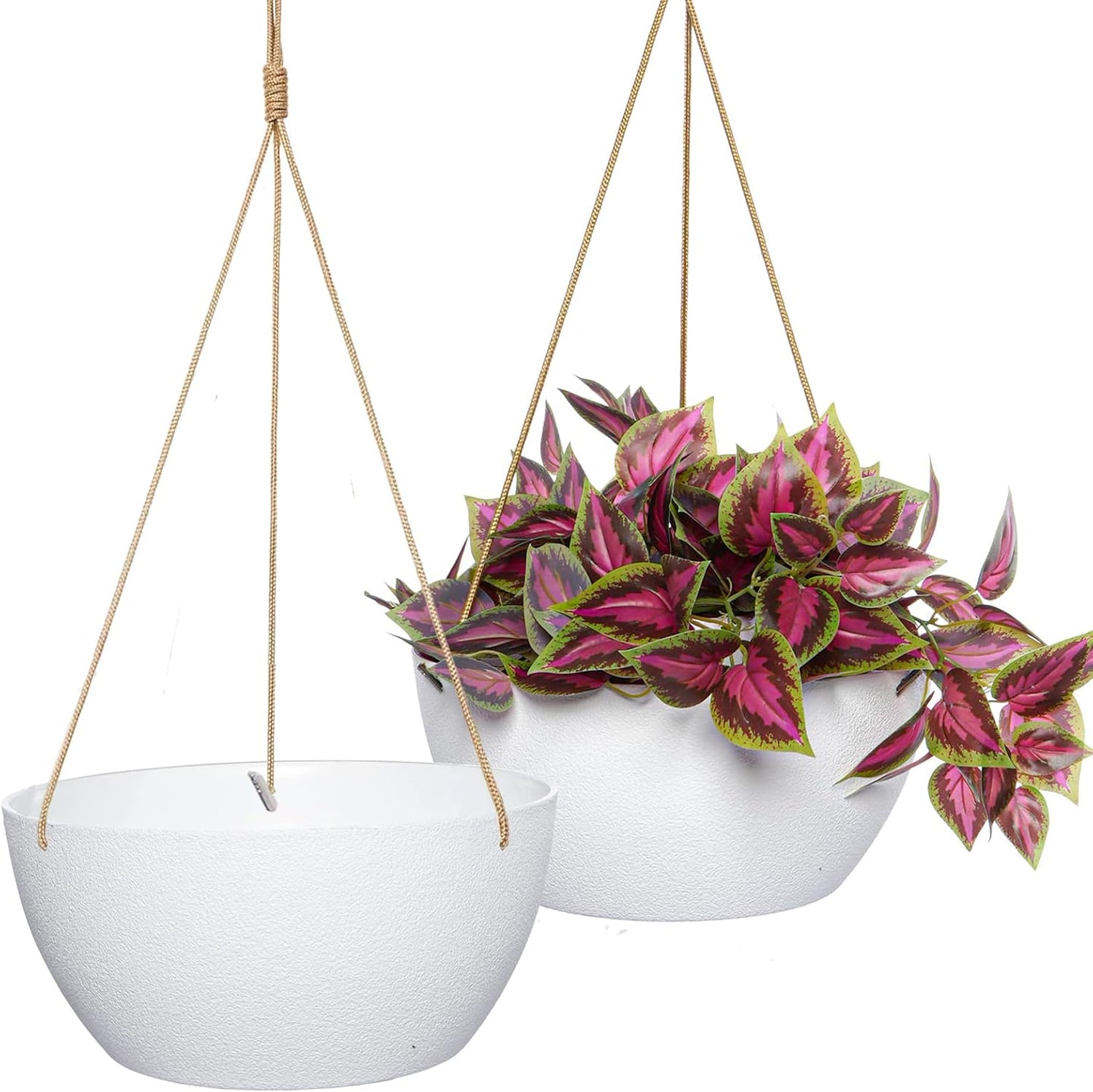 12 Inch 2 Pack Large Hanging Planters for Indoor Outdoor Plants, Plastic Hanging Basket Pots for