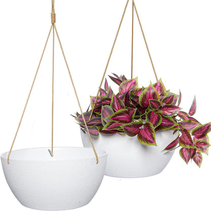 12 Inch 2 Pack Large Hanging Planters for Indoor Outdoor Plants, Plastic Hanging Basket Pots for