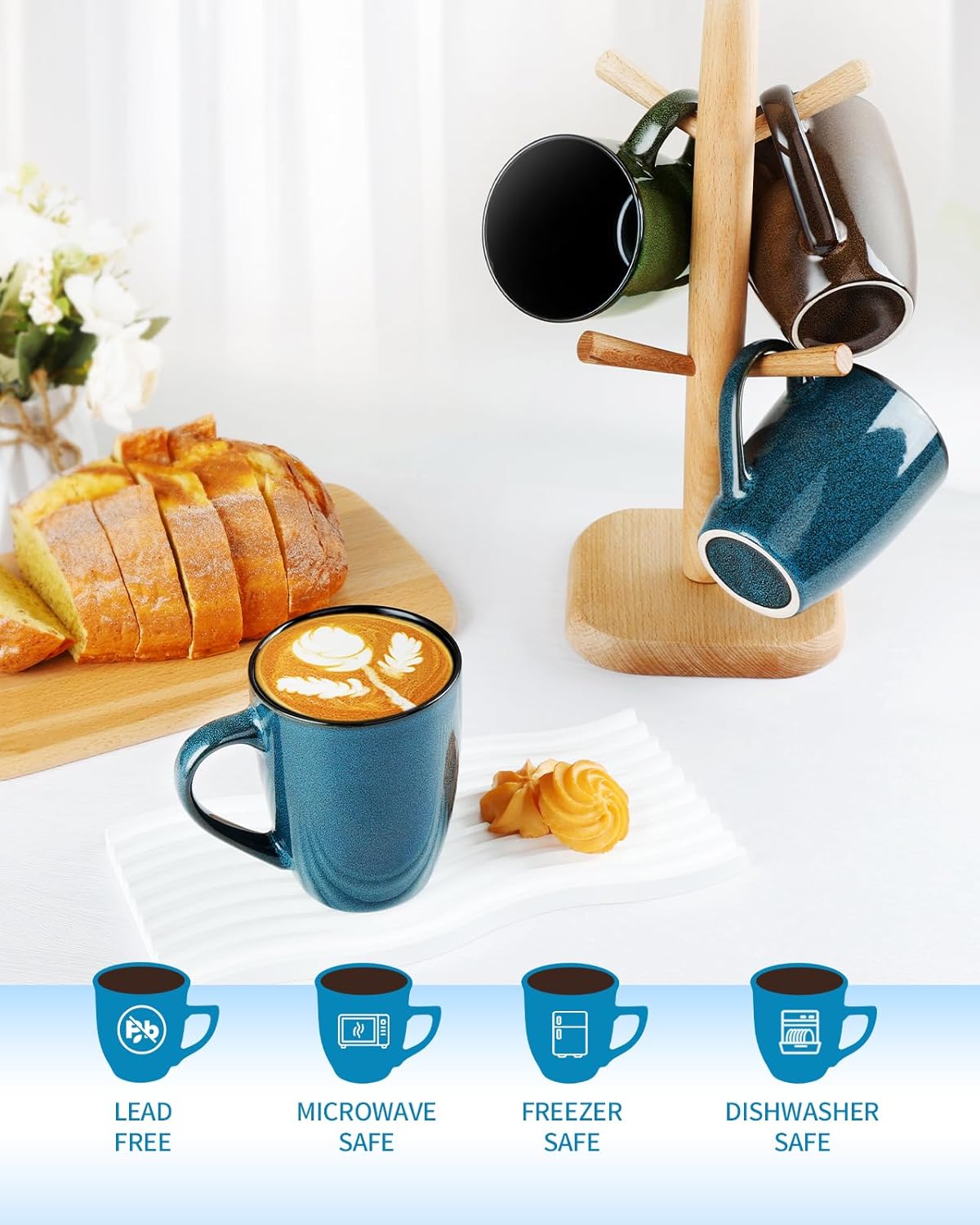 Ceramic Mugs 12oz,Large Ceramic Coffee Cups for Men, Women, Dad, Mom, Modern Coffee Mugs With