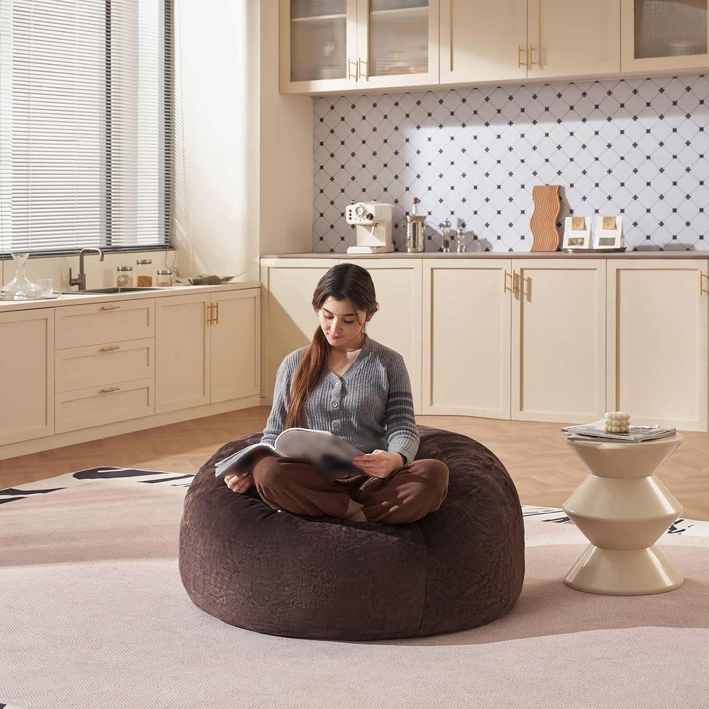 Bean Bag Chair 3Ft, Memory Foam Filled, Large Beanbag Chairs for Adults and Teens, Soft Sofa with