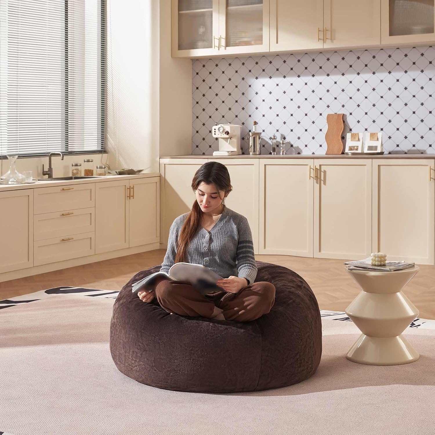 Bean Bag Chair 3Ft, Memory Foam Filled, Large Beanbag Chairs for Adults and Teens, Soft Sofa with