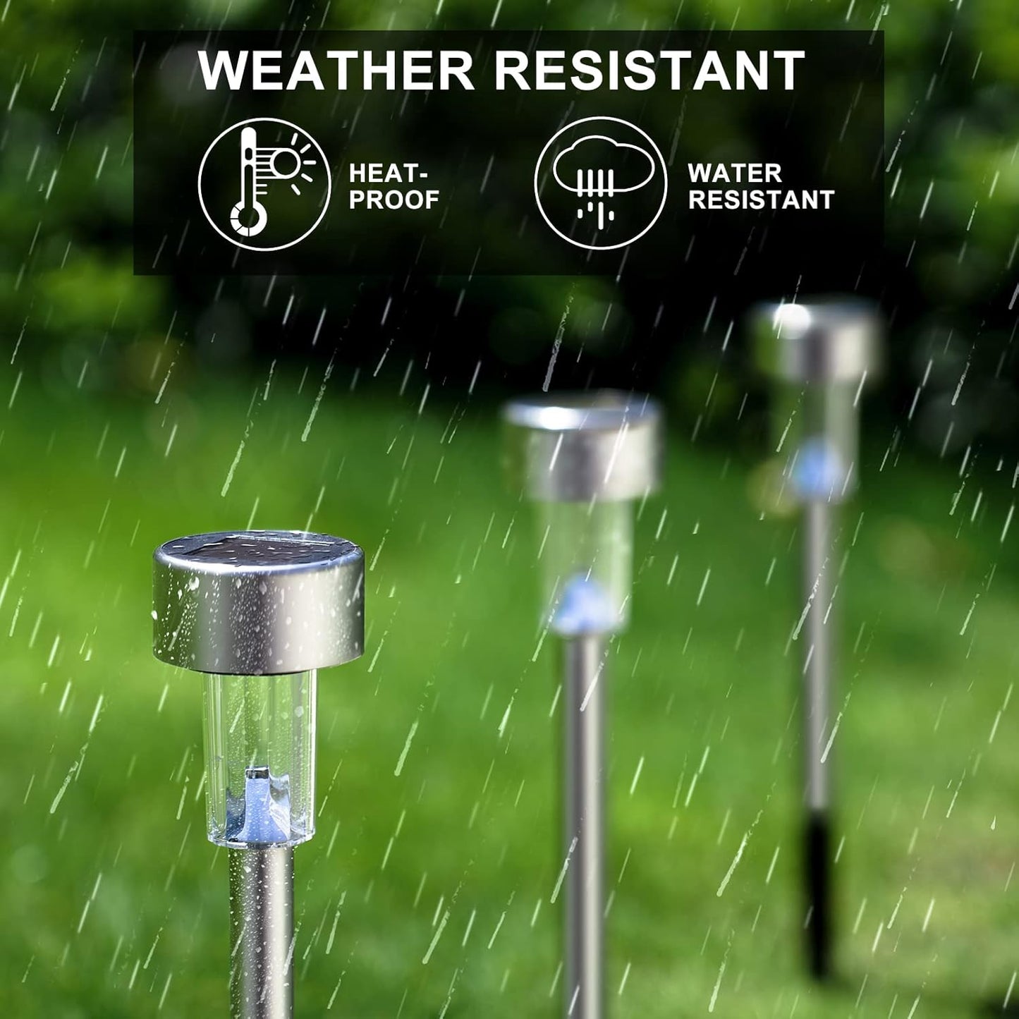 Solar Lights Outdoor Waterproof, Stainless Steel LED Landscape Lighting, Solar Garden Lights Solar