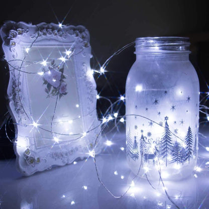Fairy Lights Battery Operated String Lights - 12 Pack 7ft 20 LED Silver Wire Starry Light for Mason