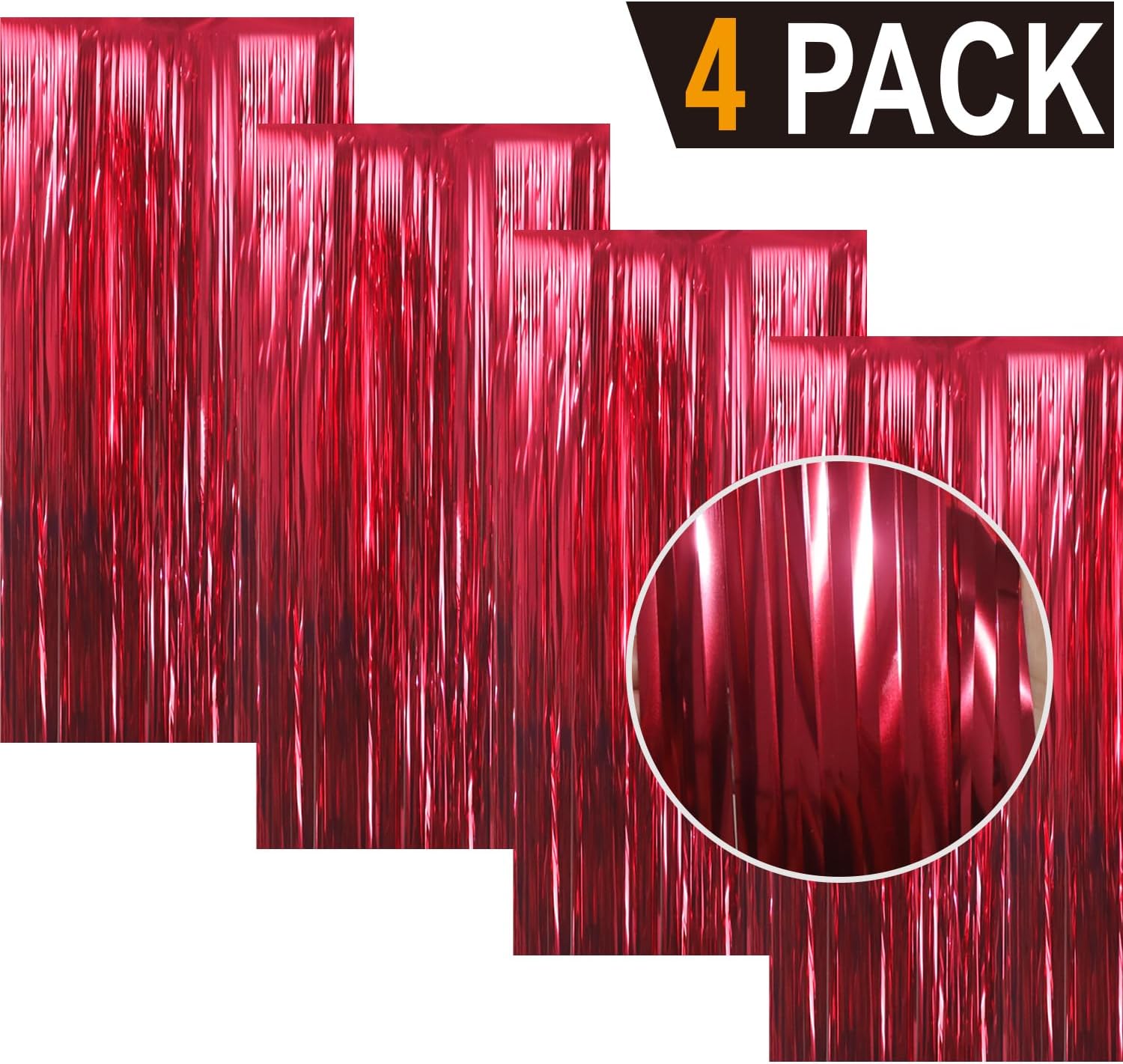 GOER 3.2 ft x 9.8 ft Metallic Tinsel Foil Fringe Curtains Party Photo Backdrop Party Streamers for