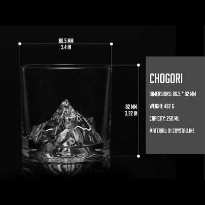K2 Nepalese Heavy Crystal Whiskey Glasses Gift Set of 2, Thick Freezable Bourbon Glass 1lb Each