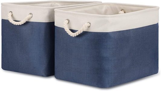 Bidtakay Fabric Storage Baskets with Handles for Organizing 16" x 11.8" x 11.8" Navy Blue Baskets
