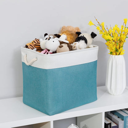 Bidtakay Storage Baskets Extra Large 17x12x15 In Teal Blue Nursery Toy Baskets Fabric Long Shelf