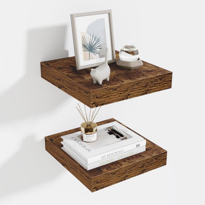 Fun Memories Floating Shelves for Wall - 10" x 10" Wood Shelf with Invisible Bracket - Deep