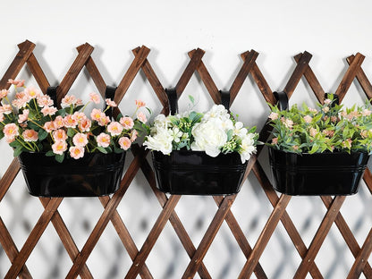 6 Pack Metal Hanging Planter for Outdoor Plants, 10 Inch Black Fence Planters Railing Pots for