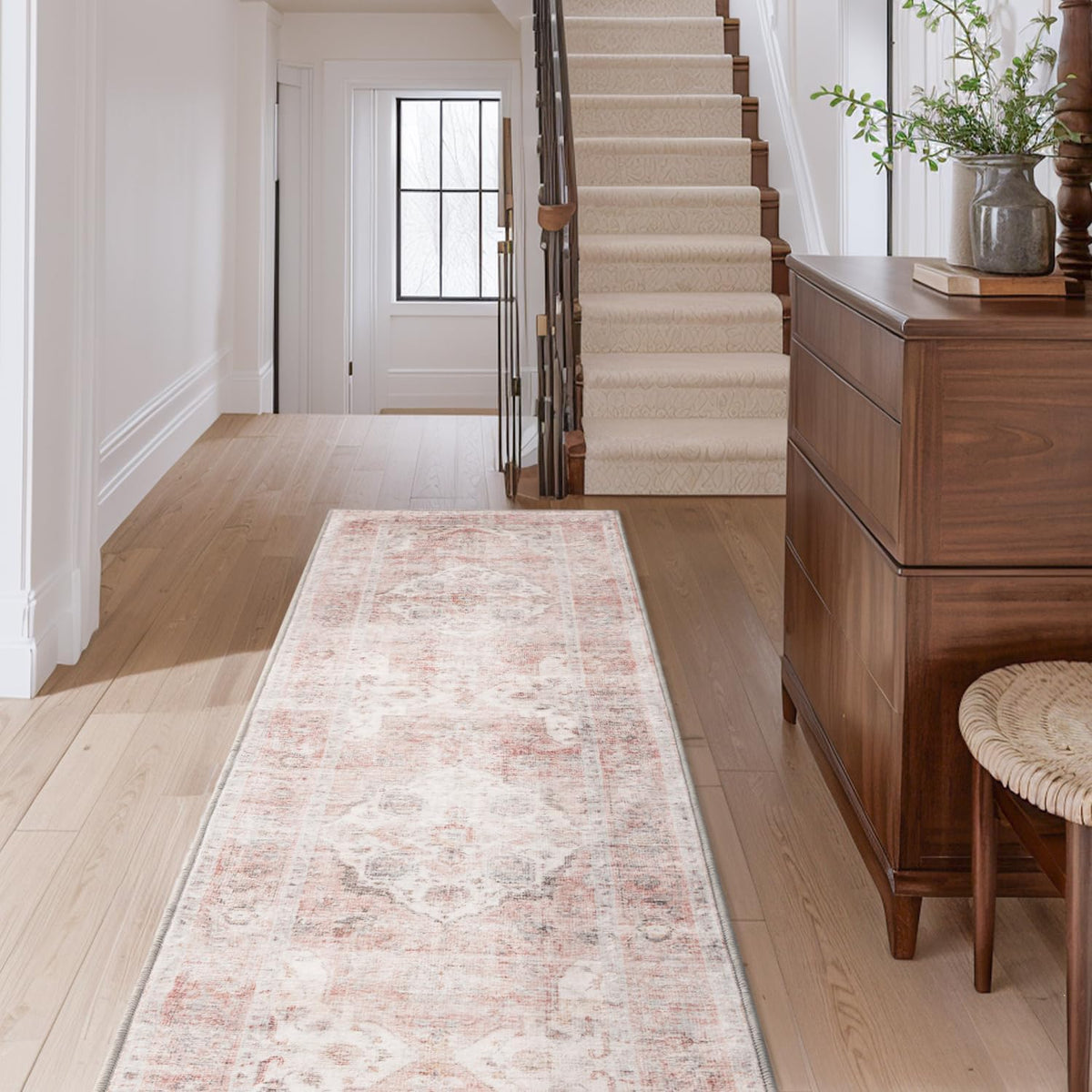 AMOAMI-2X10 Runner Rug-Washable Runners for Hallways-Soft Non Slip Bedside Rugs for Bedroom-Vintage