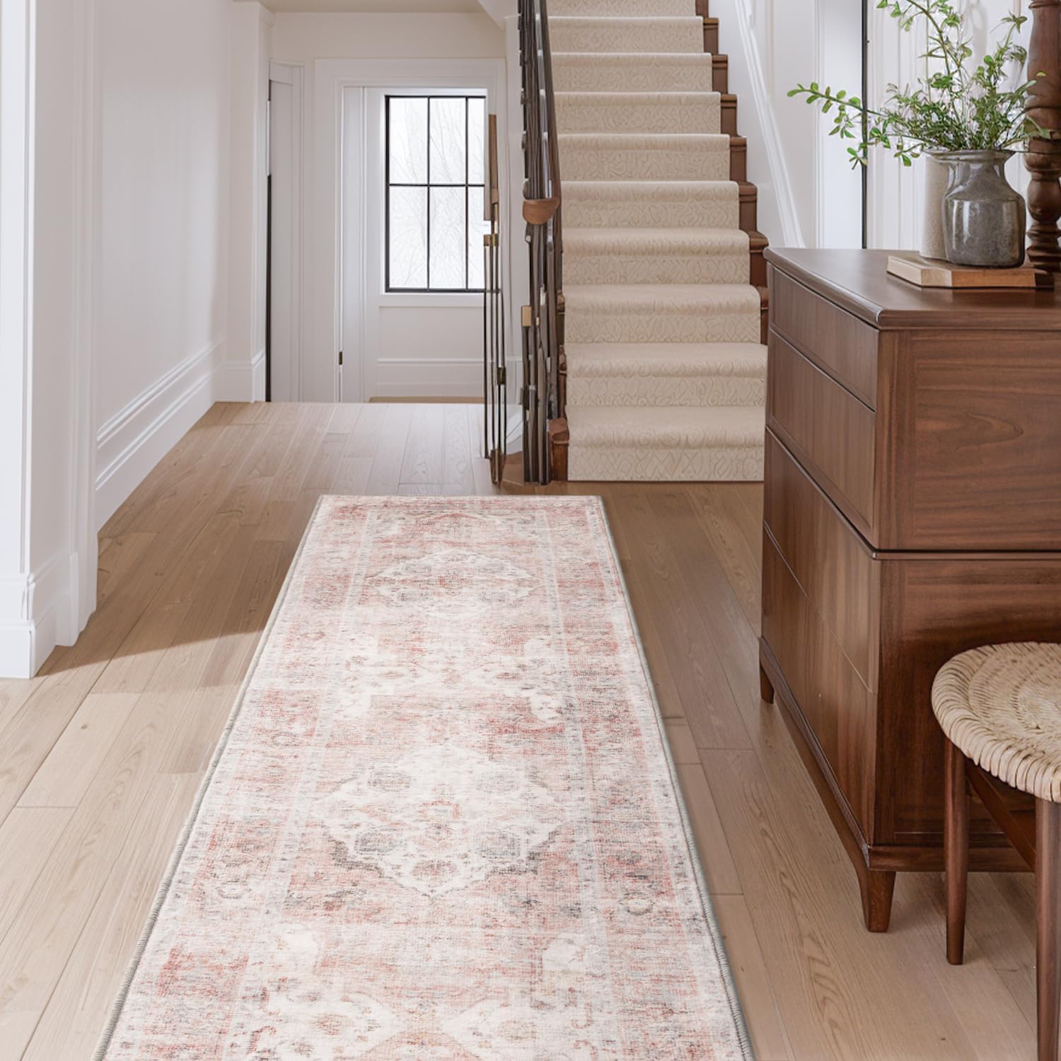 AMOAMI-2X10 Runner Rug-Washable Runners for Hallways-Soft Non Slip Bedside Rugs for Bedroom-Vintage