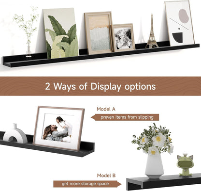 Picture Ledge Shelf for Wall, Floating Shelves Set of 4, 48 Inch Long Nursery Book Shelves for Toys