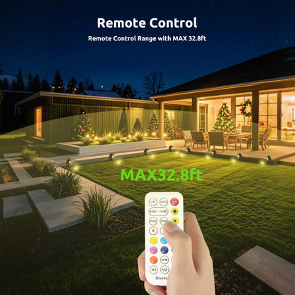 Smart RGBW Spot Lights Outdoor, 8 Pack Low Voltage Landscape Lighting with APP & Remote Control