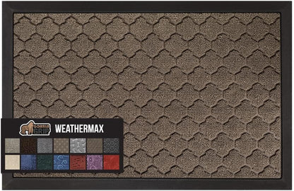 GORILLA GRIP 100% Waterproof All-Season WeatherMax Doormat US Designed Natural Rubber, Stain and
