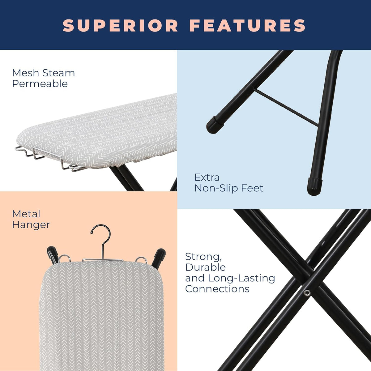 Ironing Board with Iron Rest, Iron Board with 3 Layers Extra Thick Cover, Compact and Space Saver