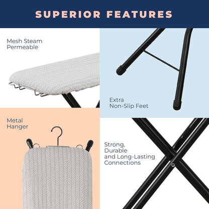 Ironing Board with Iron Rest, Iron Board with 3 Layers Extra Thick Cover, Compact and Space Saver
