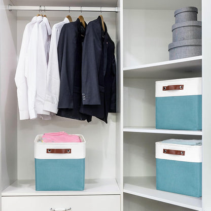Collapsible Fabric Storage Cubes 11x11 Cube Storage Bins, 4 Pack Closet Baskets Box with Handles