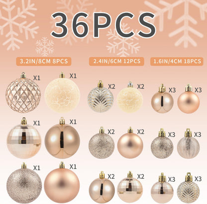 LANGXUN 36pcs Champagne Gold Christmas Tree Decorations Balls, Bolas De Navidad, 2025 Christmas