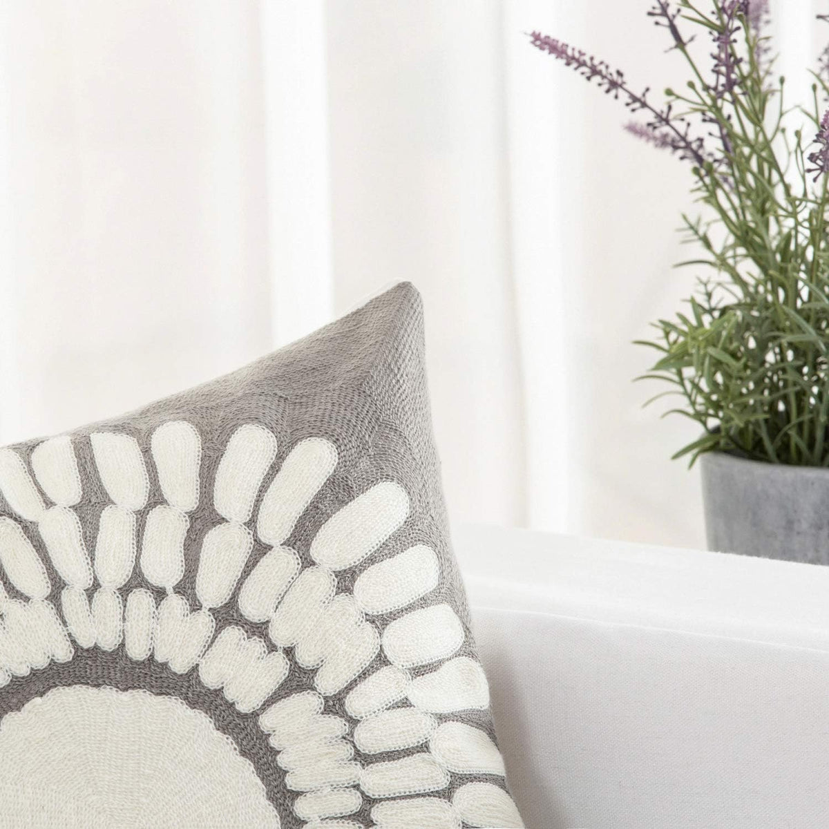 HWY 50 Grey Gray Decorative Throw Pillow Covers 18x18 Inch (1 Piece), Modern Embroidered Cotton