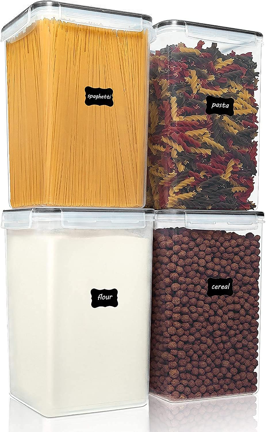 Vtopmart Extra Large Tall Airtight Food Storage Containers, 4 Pieces 5.9qt/6.5L Plastic PBA Free