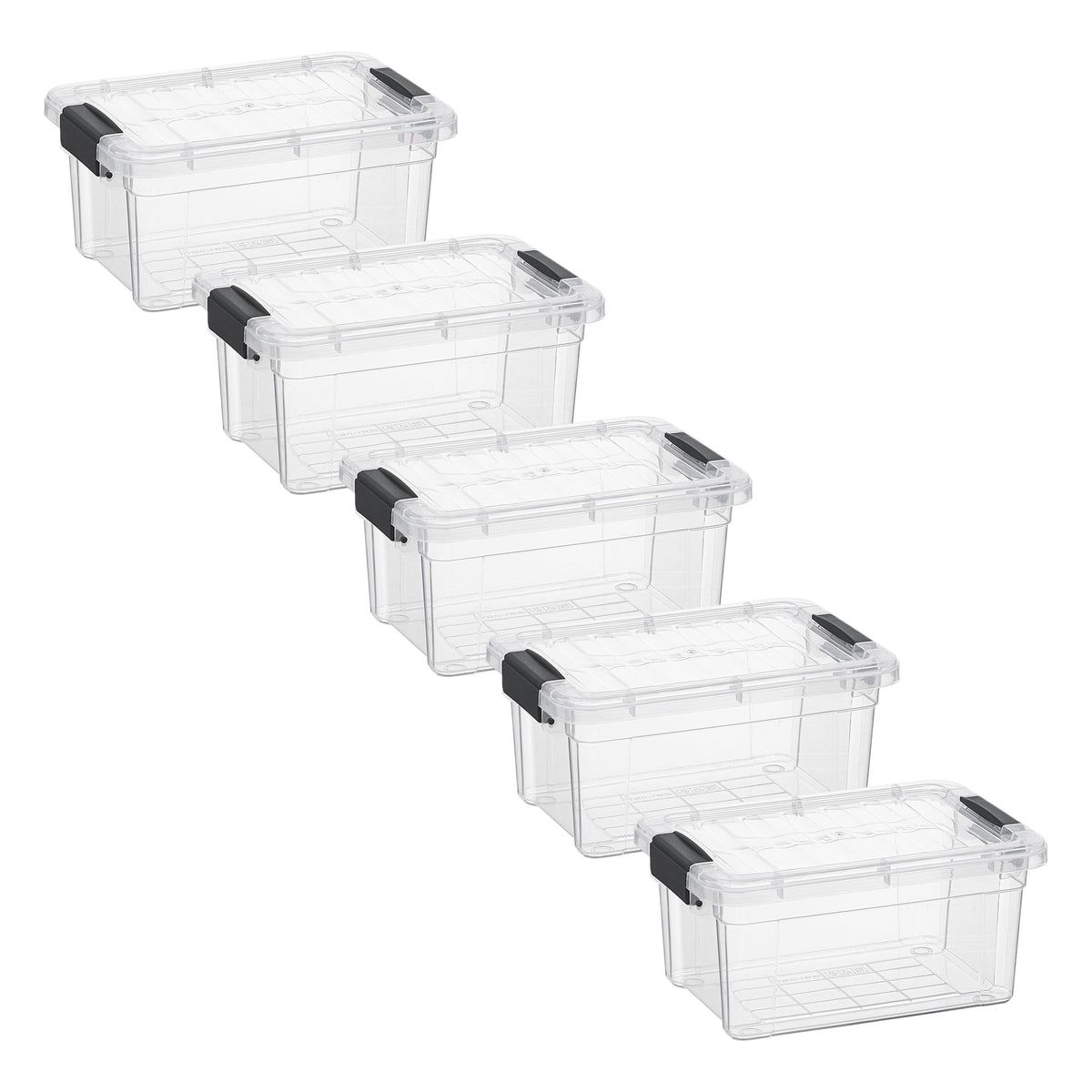 Superio Storage Bins with Lids- 5 Pack, 1.85 Qt Clear Boxes for Organizing, Stackable Plastic