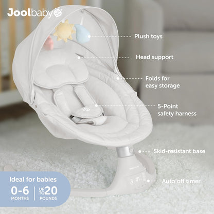 Jool Baby Nova Swing for Newborns - Electric Motorized Infant Swing, Bluetooth Music, 10 Preset