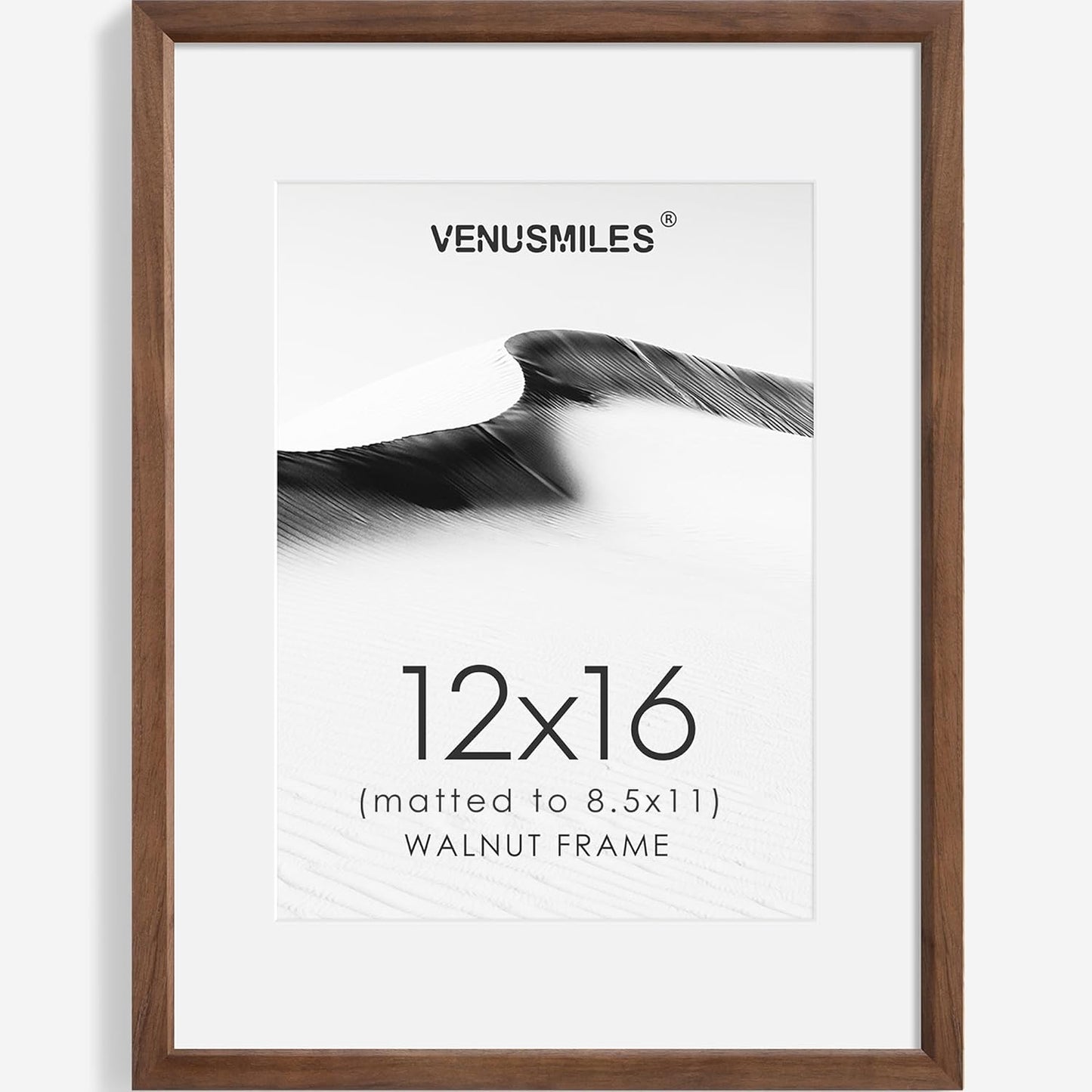 12x16 Picture Frame Natural Solid Walnut Photo Frames with 8.5x11 Removable Mat Wall Hanging Large