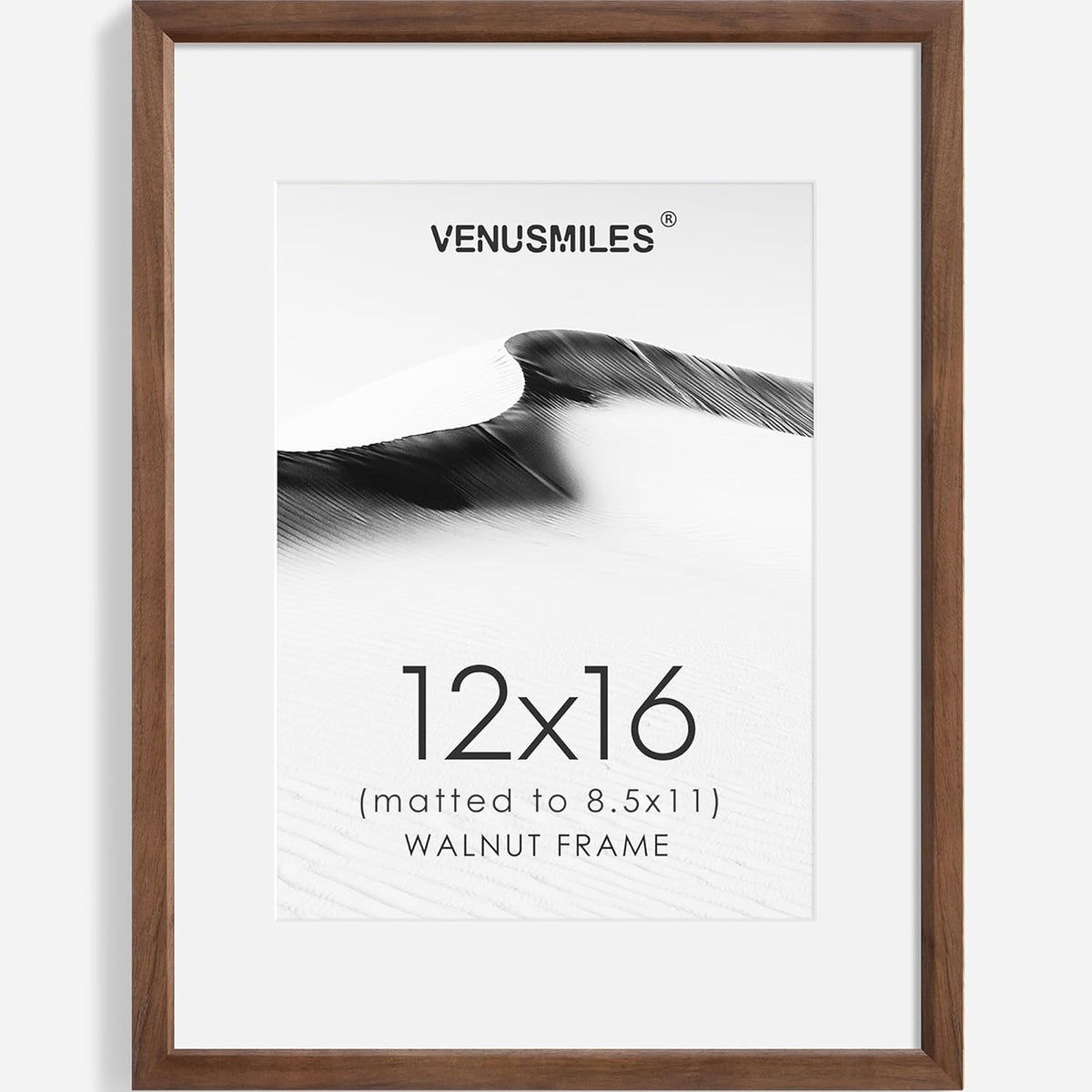 12x16 Picture Frame Natural Solid Walnut Photo Frames with 8.5x11 Removable Mat Wall Hanging Large