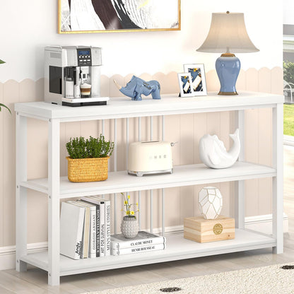 FOLUBAN Modern Sofa Console Table for Entryway, 3 Tier Wood Foyer Table for Hallway Living Room