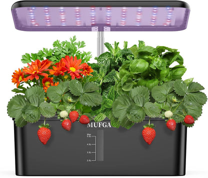 MUFGA 12 Pods Hydroponics Growing System, Indoor Garden with LED Grow Light, Plants Germination