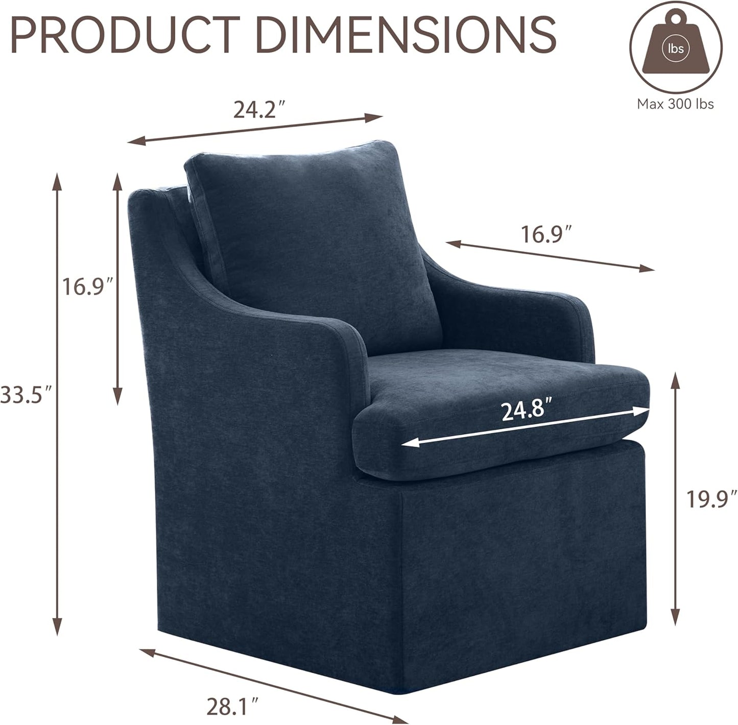 VKNOW Upholstered Dining Chairs Set of 2, Modern Kitchen Chairs Dinner Chairs with 4 Casters, Linen