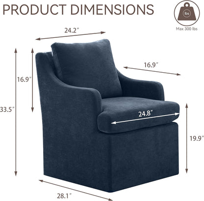VKNOW Upholstered Dining Chairs Set of 2, Modern Kitchen Chairs Dinner Chairs with 4 Casters, Linen