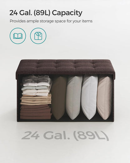 SONGMICS Mazie Collection - 30 Inches Folding Storage Ottoman Bench, Ottoman Foot Rest, End of Bed