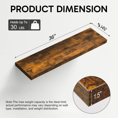 BAYKA Floating Shelves for Wall, 36 inches Wall Mounted Rustic Wood Shelves for Bathroom, Bedroom