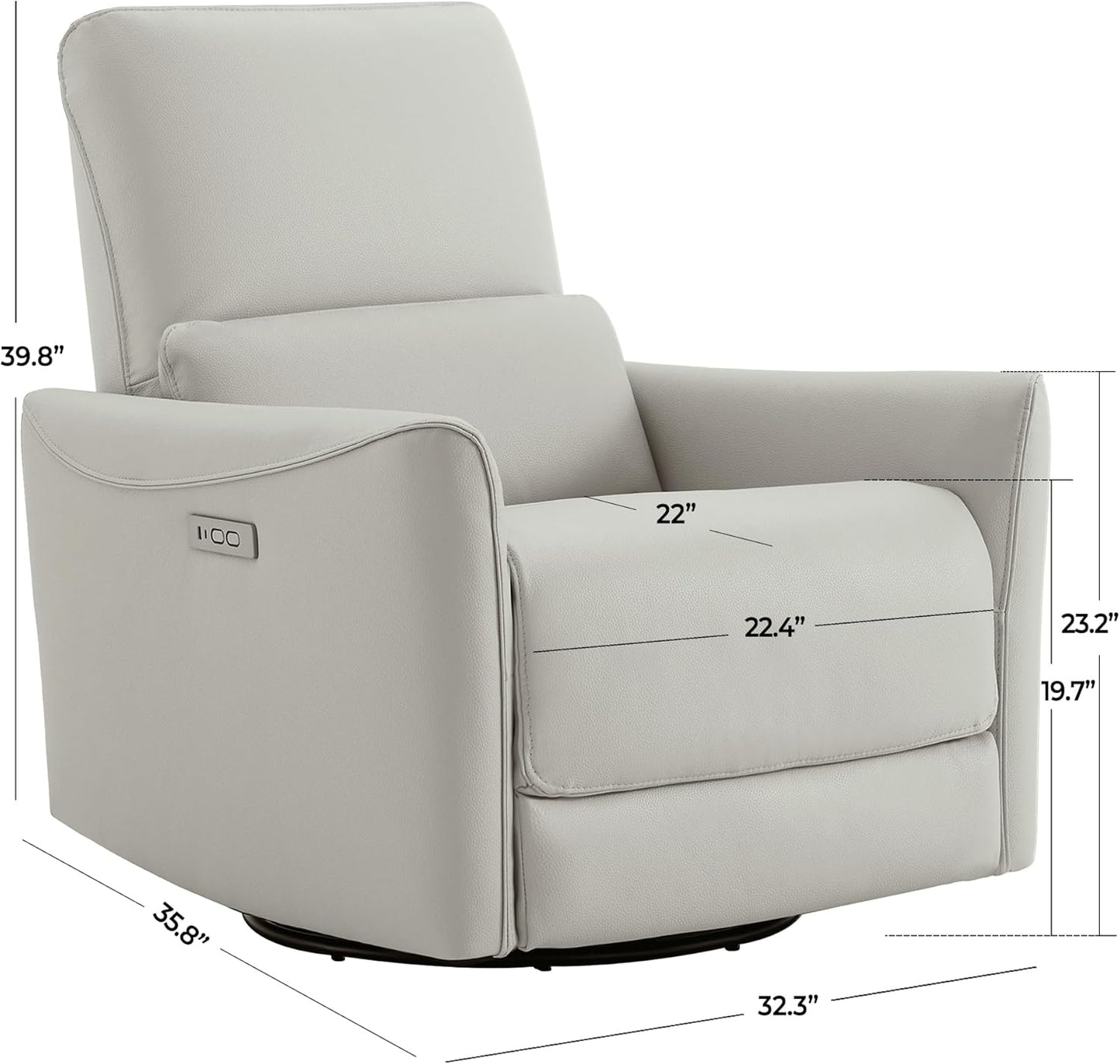 CHITA Power Recliner Chair Swivel Glider, FSC Certified Upholstered Faux Leather Living Room